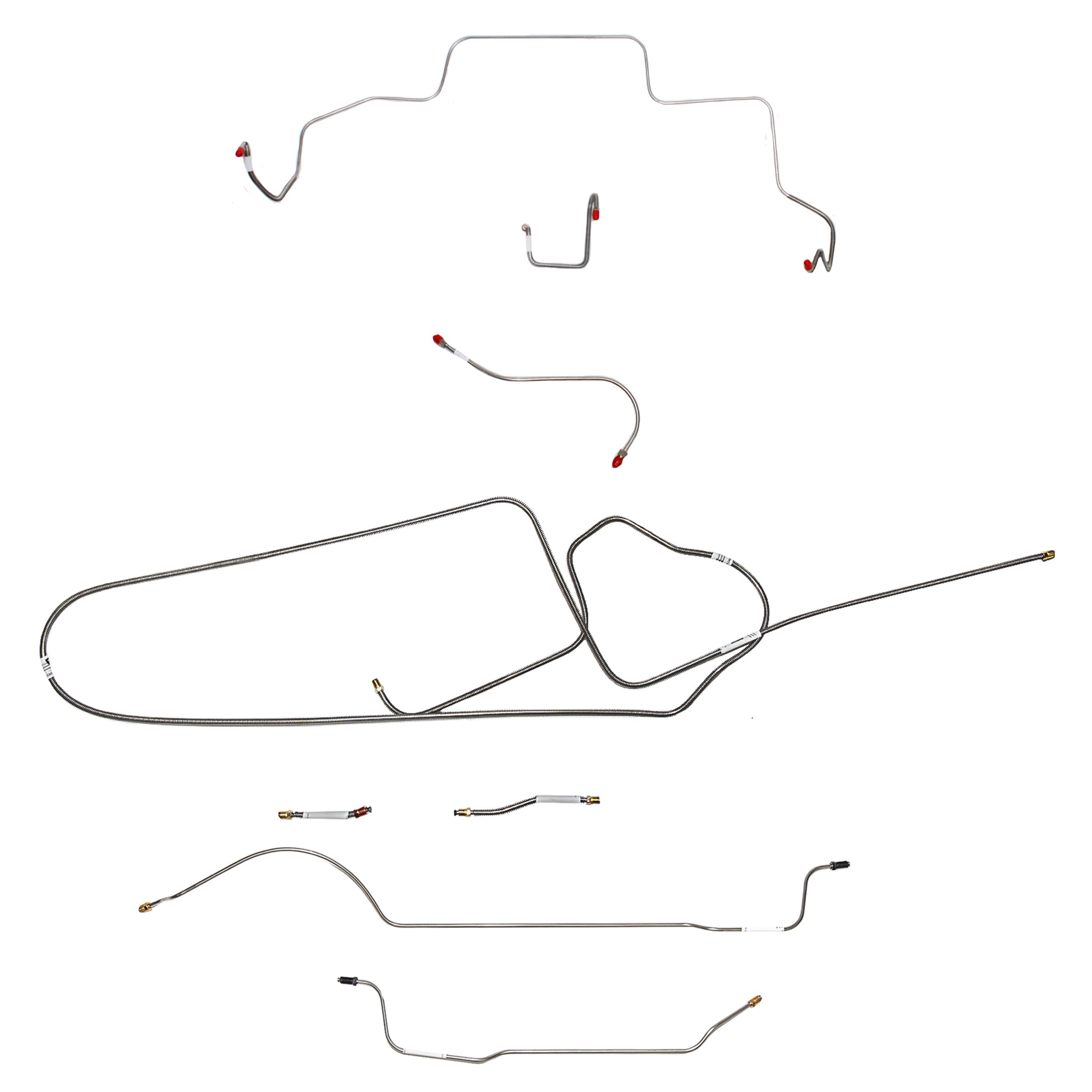 1966 MOPAR B-body w/ Power Disc, FACTORY Disc, Right Front OVER Frame w/ 4'' Rise on Firewall, 8-3/4'' Axle; Complete Brake Line Kit; Stainless - SSTubes