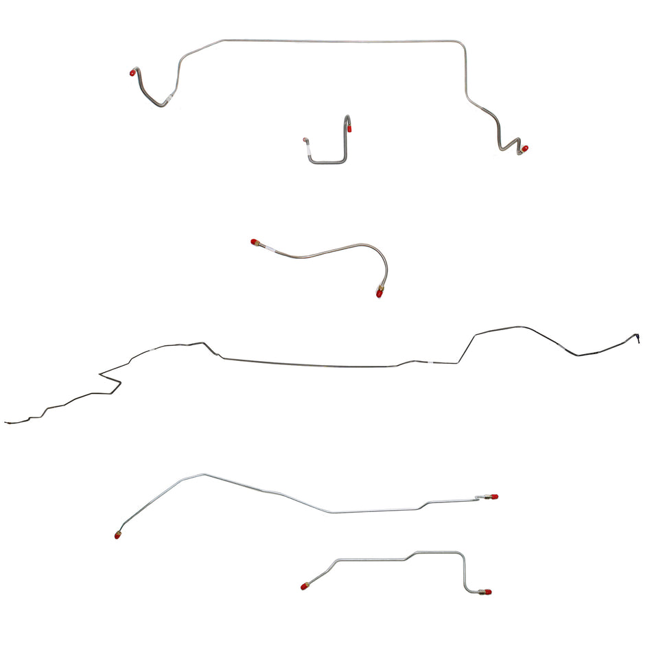 1966 MOPAR B-body w/ Standard Drum, Right Front OVER Frame Straight Across Firewall, Dana Axle; Complete Brake Line Kit; Steel - SSTubes