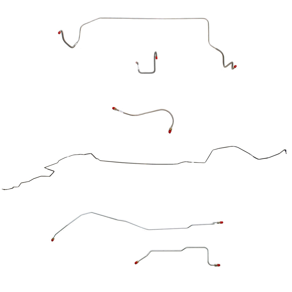 1966 MOPAR B-body w/ Standard Drum, Right Front OVER Frame Straight Across Firewall, Dana Axle; Complete Brake Line Kit; Steel - SSTubes
