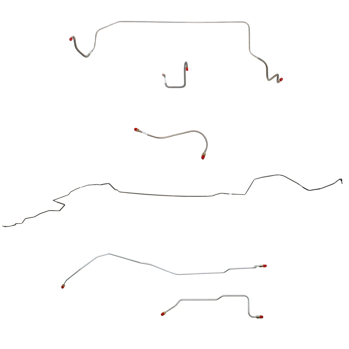 1966 MOPAR B-body w/ Standard Drum, Right Front OVER Frame Straight Across Firewall, Dana Axle; Complete Brake Line Kit; Stainless - SSTubes