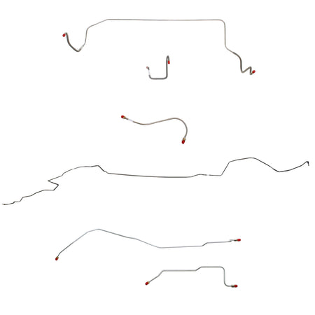 1966 MOPAR B-body w/ Standard Drum, Right Front OVER Frame Straight Across Firewall, Dana Axle; Complete Brake Line Kit; Stainless - SSTubes