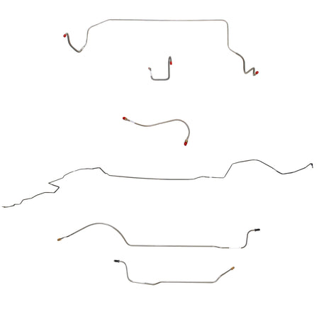 1966 MOPAR B-body w/ Standard Drum, Right Front OVER Frame Straight Across Firewall, 8-3/4'' Axle; Complete Brake Line Kit; Stainless - SSTubes