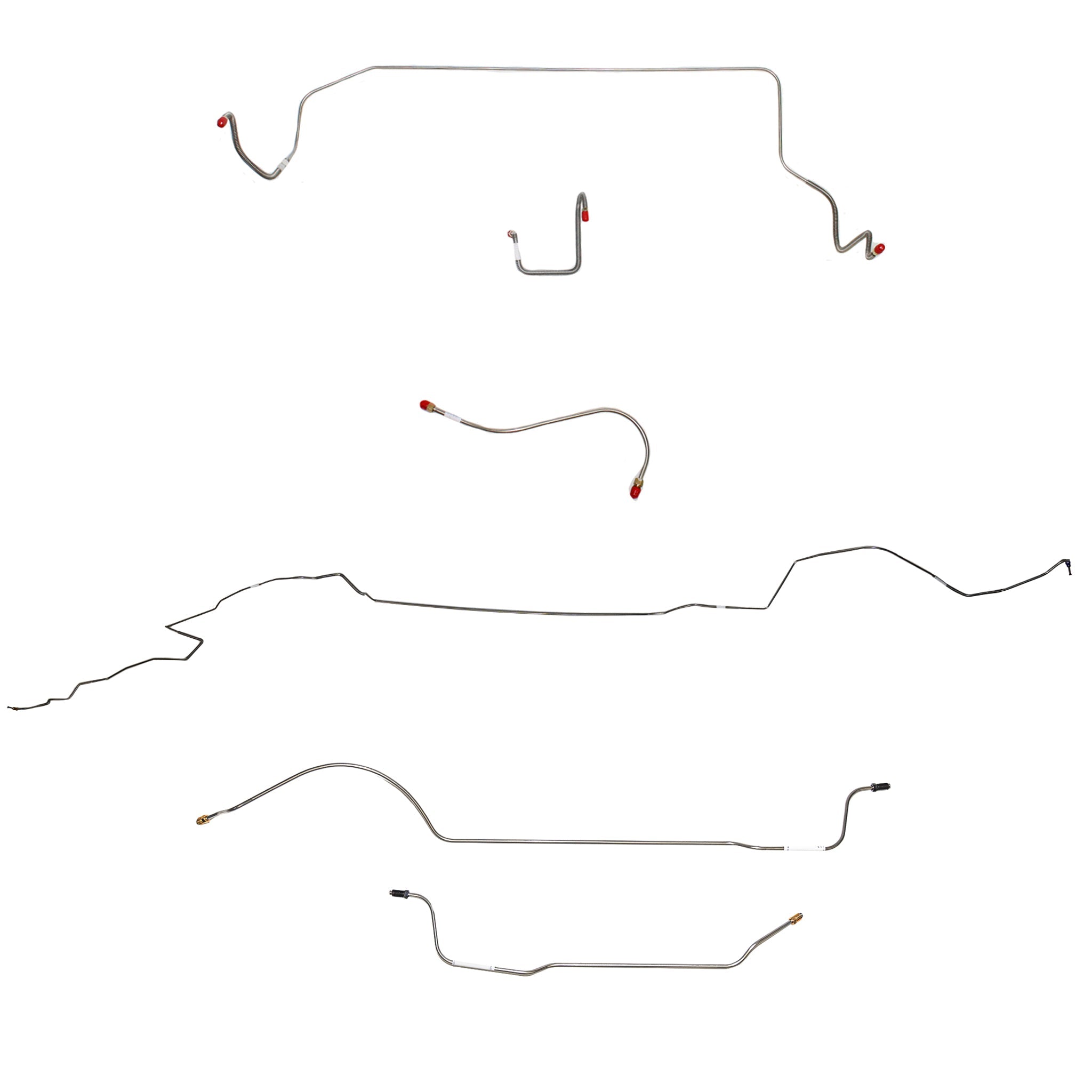 1966 MOPAR B-body w/ Standard Drum, Right Front OVER Frame Straight Across Firewall, 8-3/4'' Axle; Complete Brake Line Kit; Steel - SSTubes