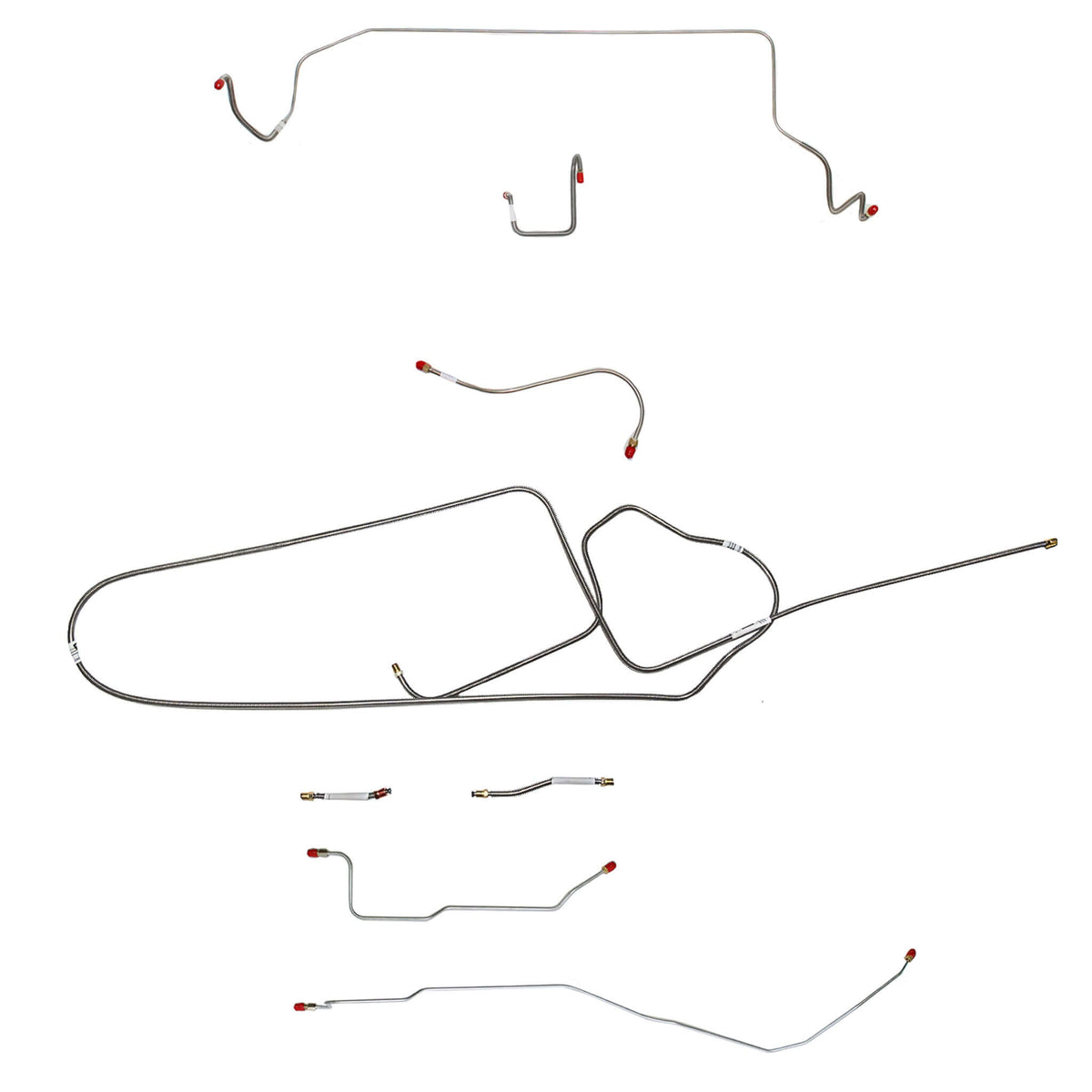 1966 MOPAR B-body w/ Standard Disc, FACTORY Disc, Right Front OVER Frame Straight Across Firewall, Dana Axle; Complete Brake Line Kit; Steel - SSTubes