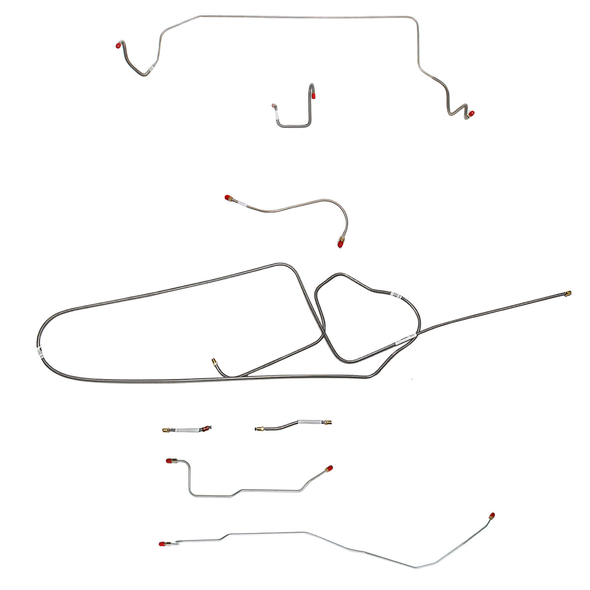 1966 MOPAR B-body w/ Standard Disc, FACTORY Disc, Right Front OVER Frame Straight Across Firewall, Dana Axle; Complete Brake Line Kit; Stainless - SSTubes