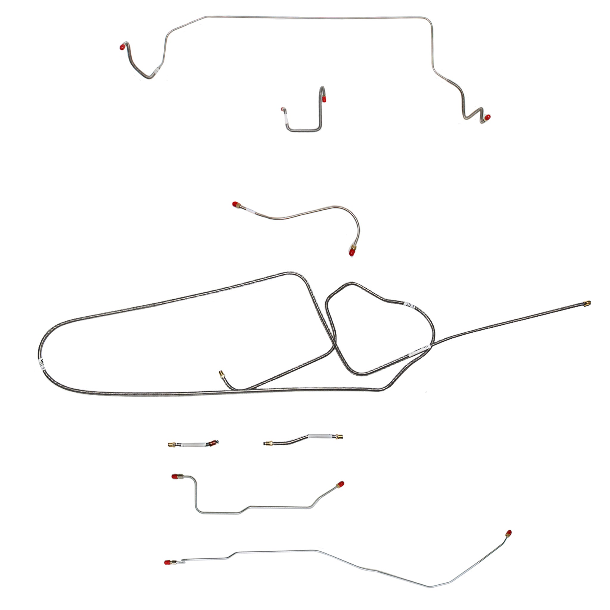 1966 MOPAR B-body w/ Standard Disc, FACTORY Disc, Right Front OVER Frame Straight Across Firewall, Dana Axle; Complete Brake Line Kit; Stainless - SSTubes