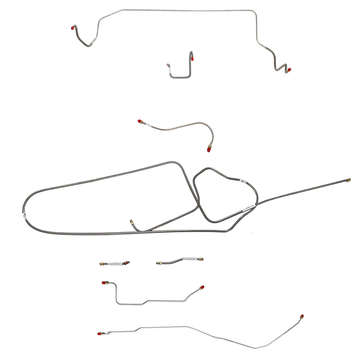 1966 MOPAR B-body w/ Standard Disc, FACTORY Disc, Right Front OVER Frame Straight Across Firewall, Dana Axle; Complete Brake Line Kit; Steel - SSTubes