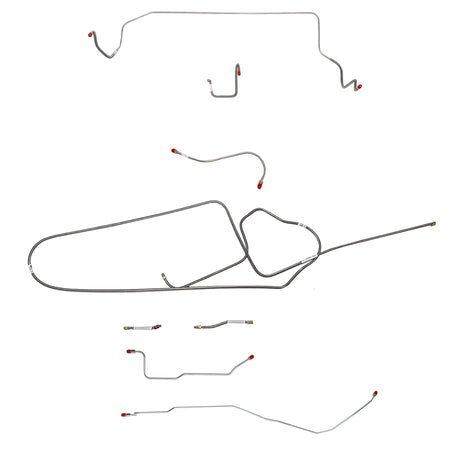 1966 MOPAR B-body w/ Standard Disc, FACTORY Disc, Right Front OVER Frame Straight Across Firewall, Dana Axle; Complete Brake Line Kit; Steel - SSTubes