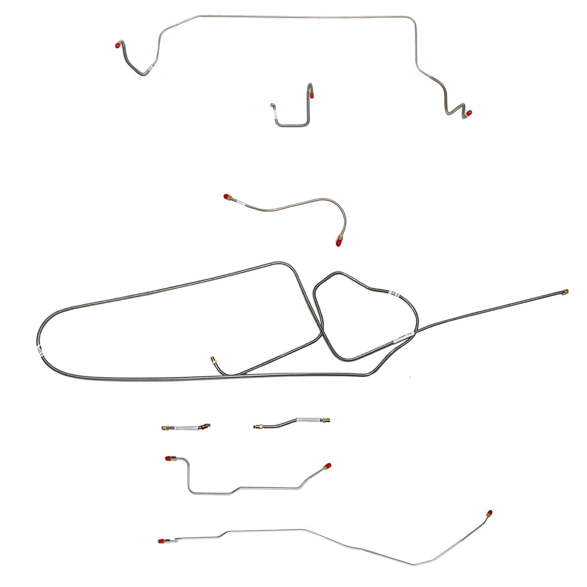1966 MOPAR B-body w/ Standard Disc, FACTORY Disc, Right Front OVER Frame Straight Across Firewall, Dana Axle; Complete Brake Line Kit; Stainless - SSTubes