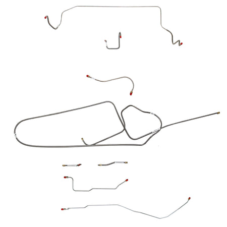 1966 MOPAR B-body w/ Standard Disc, FACTORY Disc, Right Front OVER Frame Straight Across Firewall, Dana Axle; Complete Brake Line Kit; Stainless - SSTubes