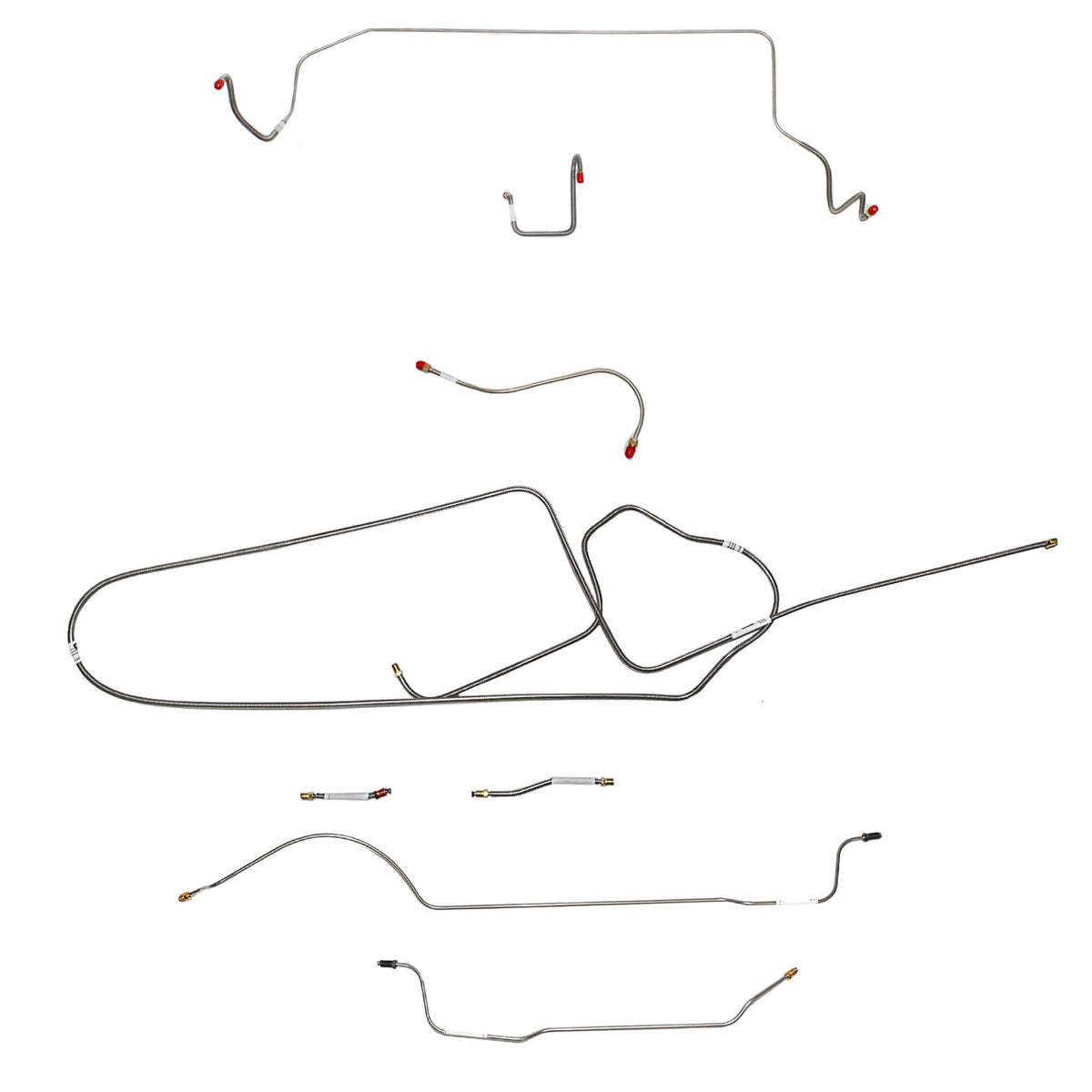 1966 MOPAR B-body w/ Standard Disc, FACTORY Disc, Right Front OVER Frame Straight Across Firewall, 8-3/4'' Axle; Complete Brake Line Kit; Steel - SSTubes