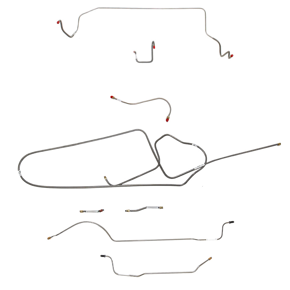 1966 MOPAR B-body w/ Standard Disc, FACTORY Disc, Right Front OVER Frame Straight Across Firewall, 8-3/4'' Axle; Complete Brake Line Kit; Stainless - SSTubes