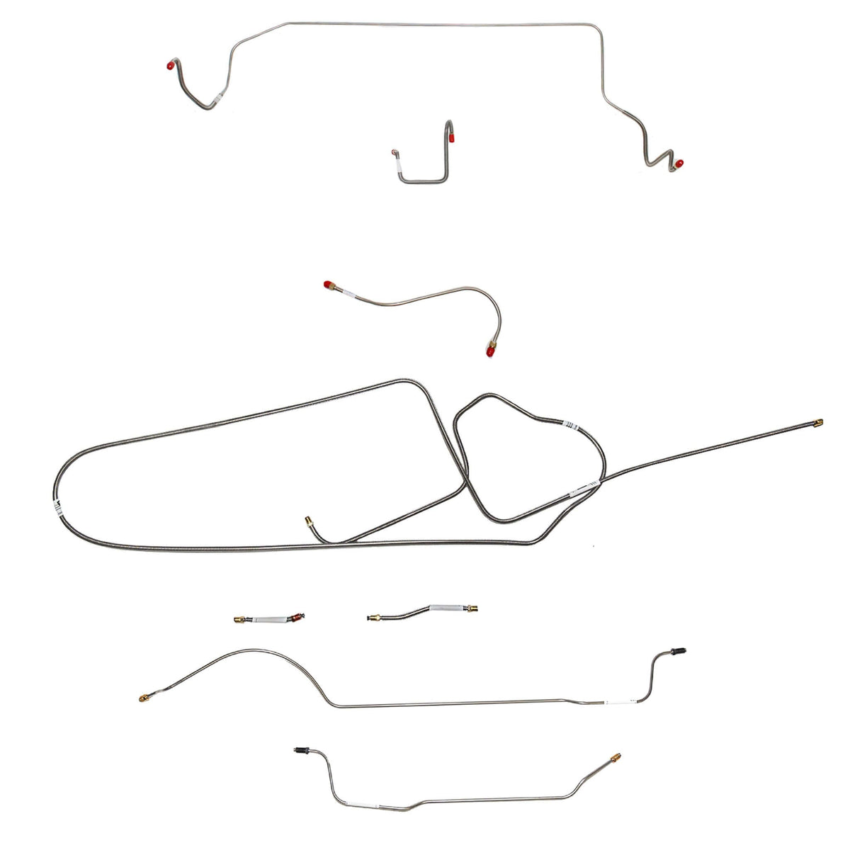1966 MOPAR B-body w/ Standard Disc, FACTORY Disc, Right Front OVER Frame Straight Across Firewall, 8-3/4'' Axle; Complete Brake Line Kit; Steel - SSTubes
