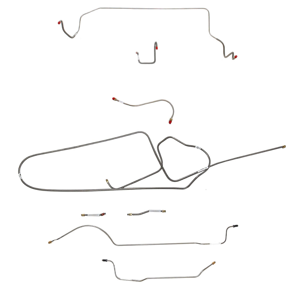 1966 MOPAR B-body w/ Standard Disc, FACTORY Disc, Right Front OVER Frame Straight Across Firewall, 8-3/4'' Axle; Complete Brake Line Kit; Steel - SSTubes