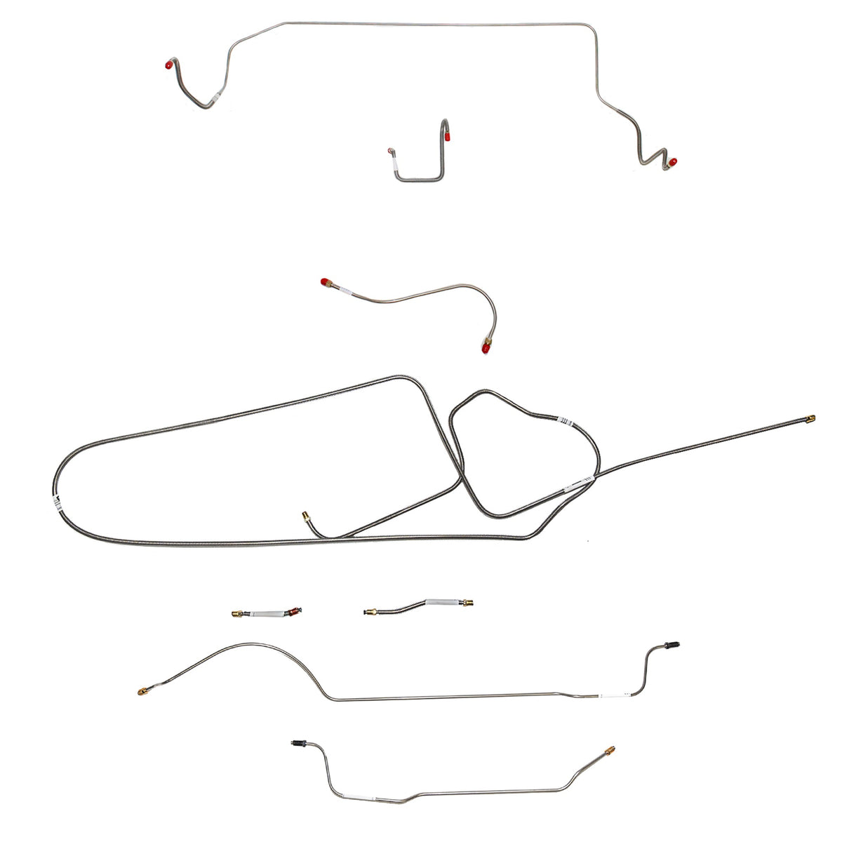 1966 MOPAR B-body w/ Standard Disc, FACTORY Disc, Right Front OVER Frame Straight Across Firewall, 8-3/4'' Axle; Complete Brake Line Kit; Stainless - SSTubes