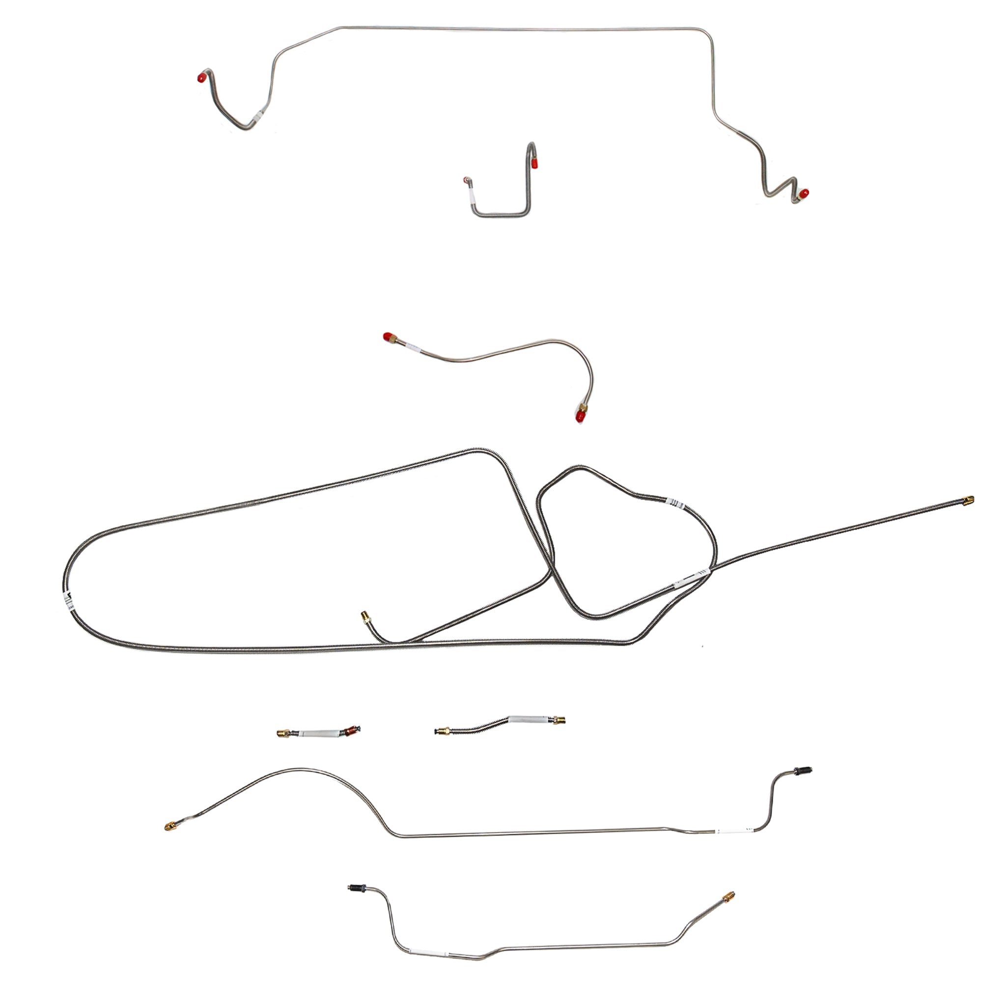 1966 MOPAR B-body w/ Standard Disc, FACTORY Disc, Right Front OVER Frame Straight Across Firewall, 8-3/4'' Axle; Complete Brake Line Kit; Stainless - SSTubes