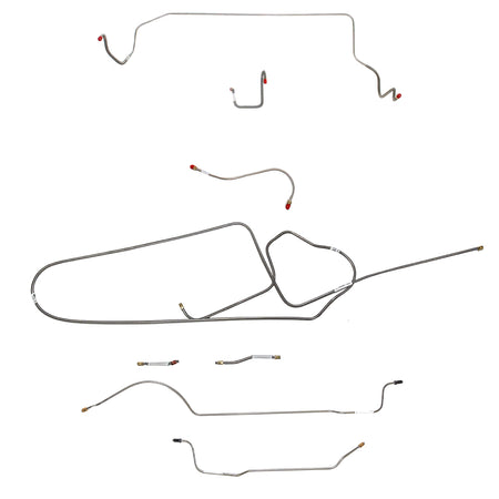 1966 MOPAR B-body w/ Standard Disc, FACTORY Disc, Right Front OVER Frame Straight Across Firewall, 8-3/4'' Axle; Complete Brake Line Kit; Stainless - SSTubes