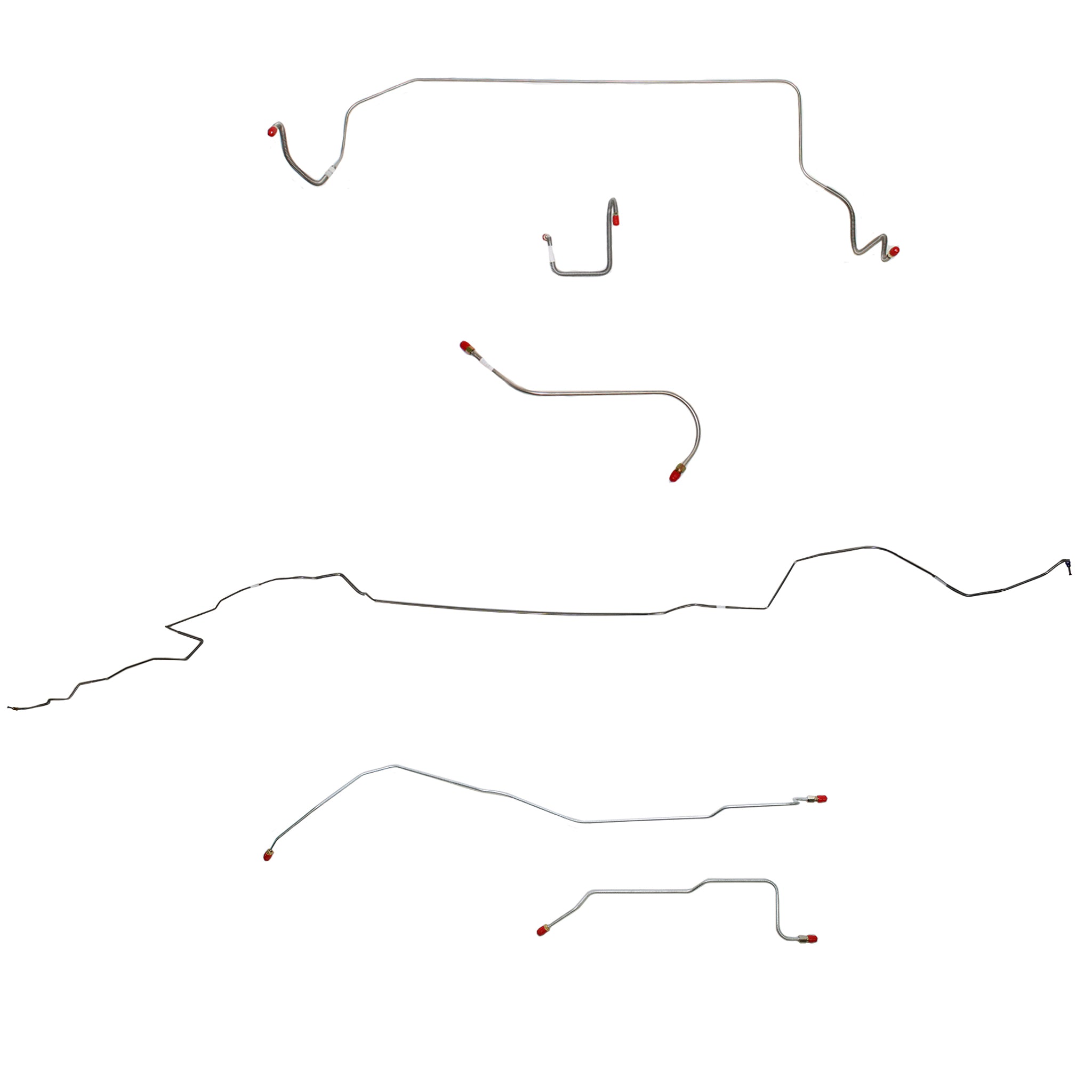 1966 MOPAR B-body w/ Power Drum, Right Front OVER Frame Straight Across Firewall, Dana Axle; Complete Brake Line Kit; Steel - SSTubes