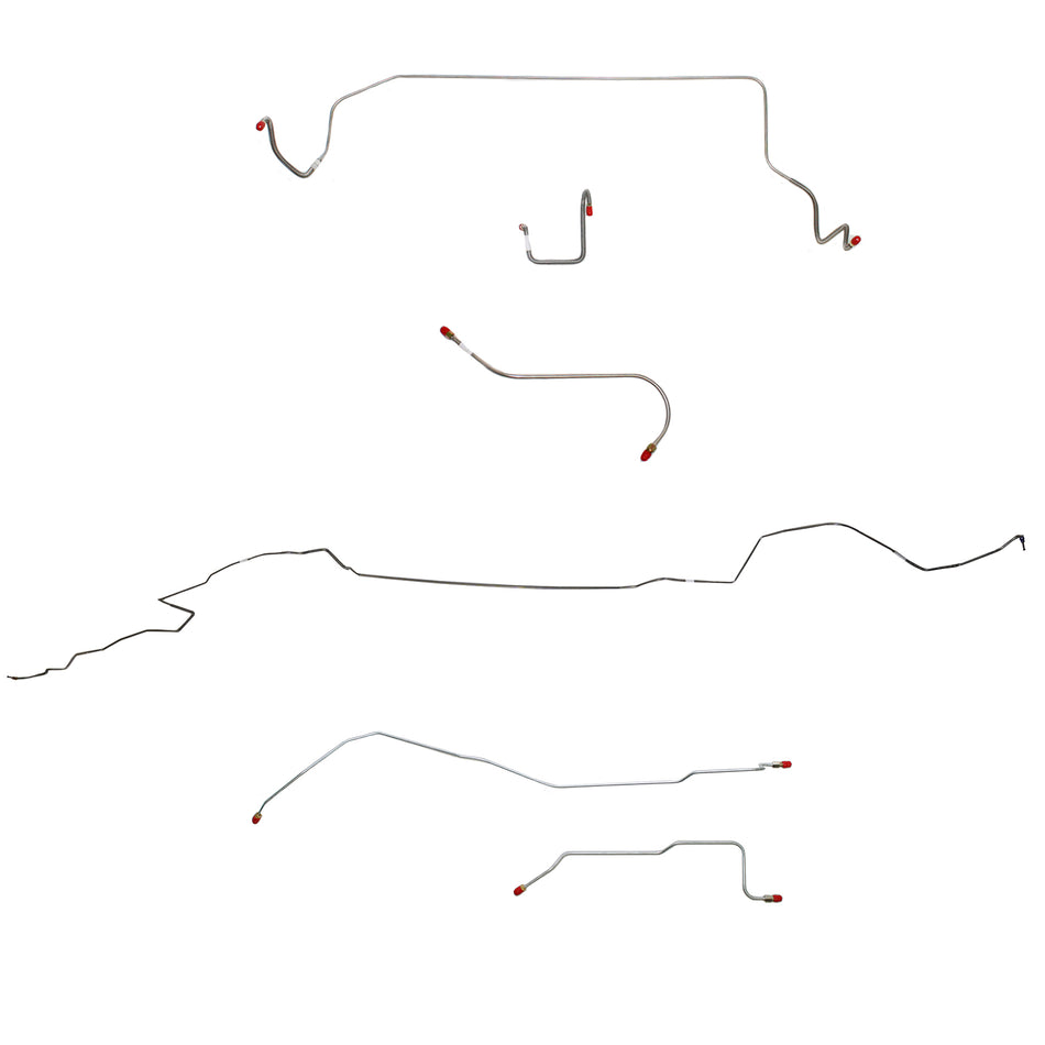 1966 MOPAR B-body w/ Power Drum, Right Front OVER Frame Straight Across Firewall, Dana Axle; Complete Brake Line Kit; Steel - SSTubes