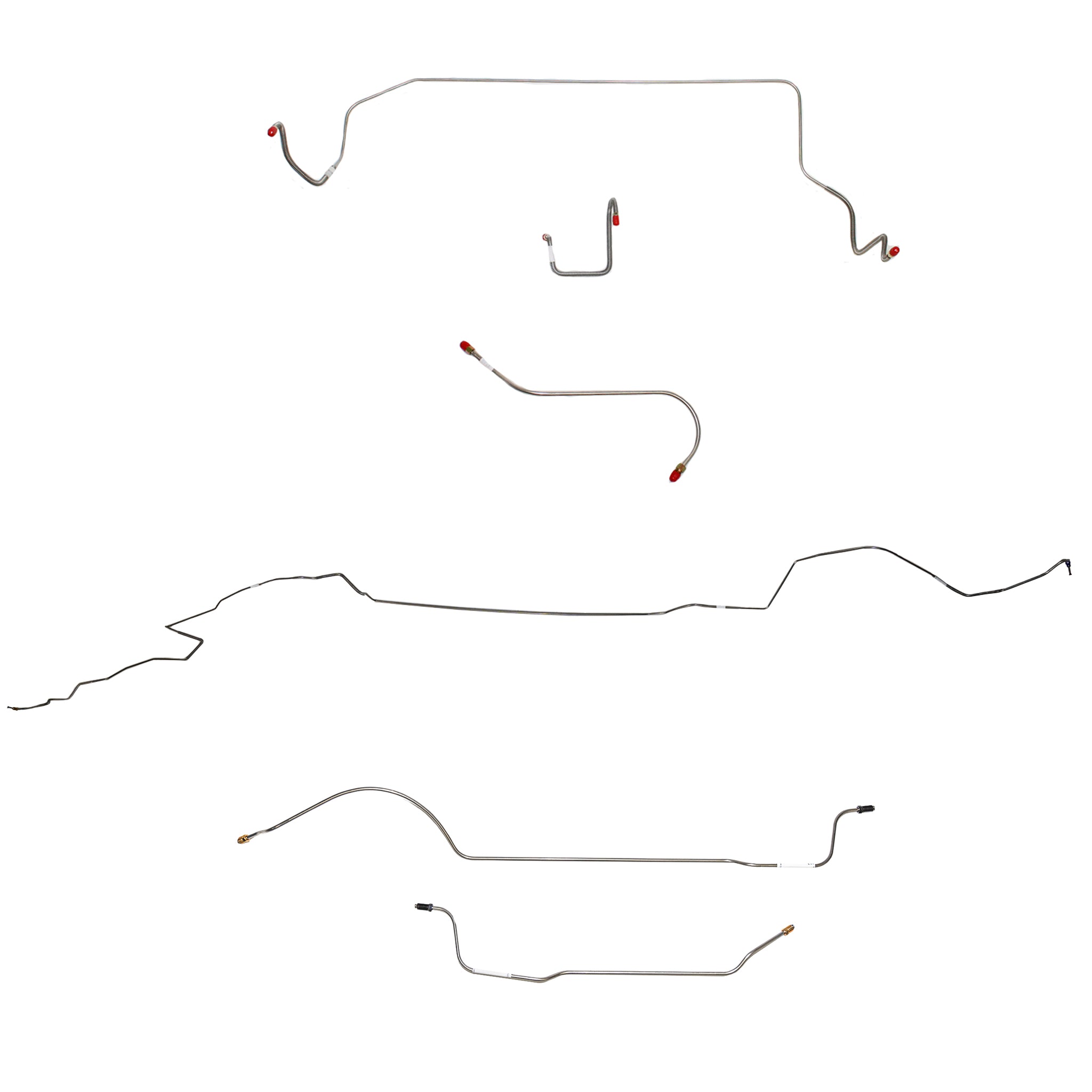 1966 MOPAR B-body w/ Power Drum, Right Front OVER Frame Straight Across Firewall, 8-3/4'' Axle; Complete Brake Line Kit; Steel - SSTubes