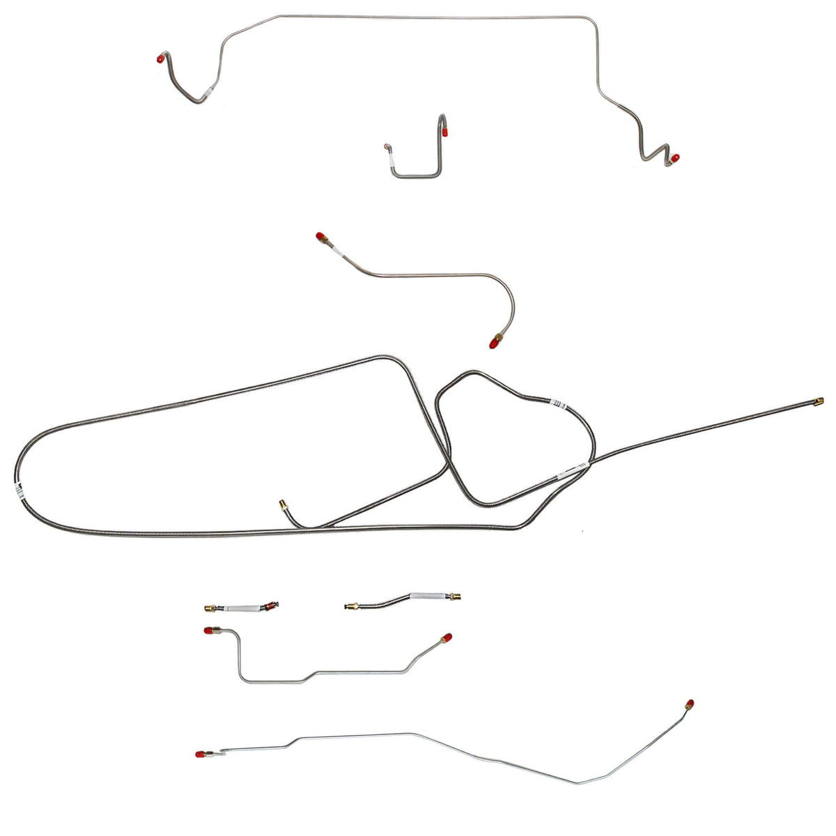 1966 MOPAR B-body w/ Power Disc, FACTORY Disc, Right Front OVER Frame Straight Across Firewall, Dana Axle; Complete Brake Line Kit; Steel - SSTubes