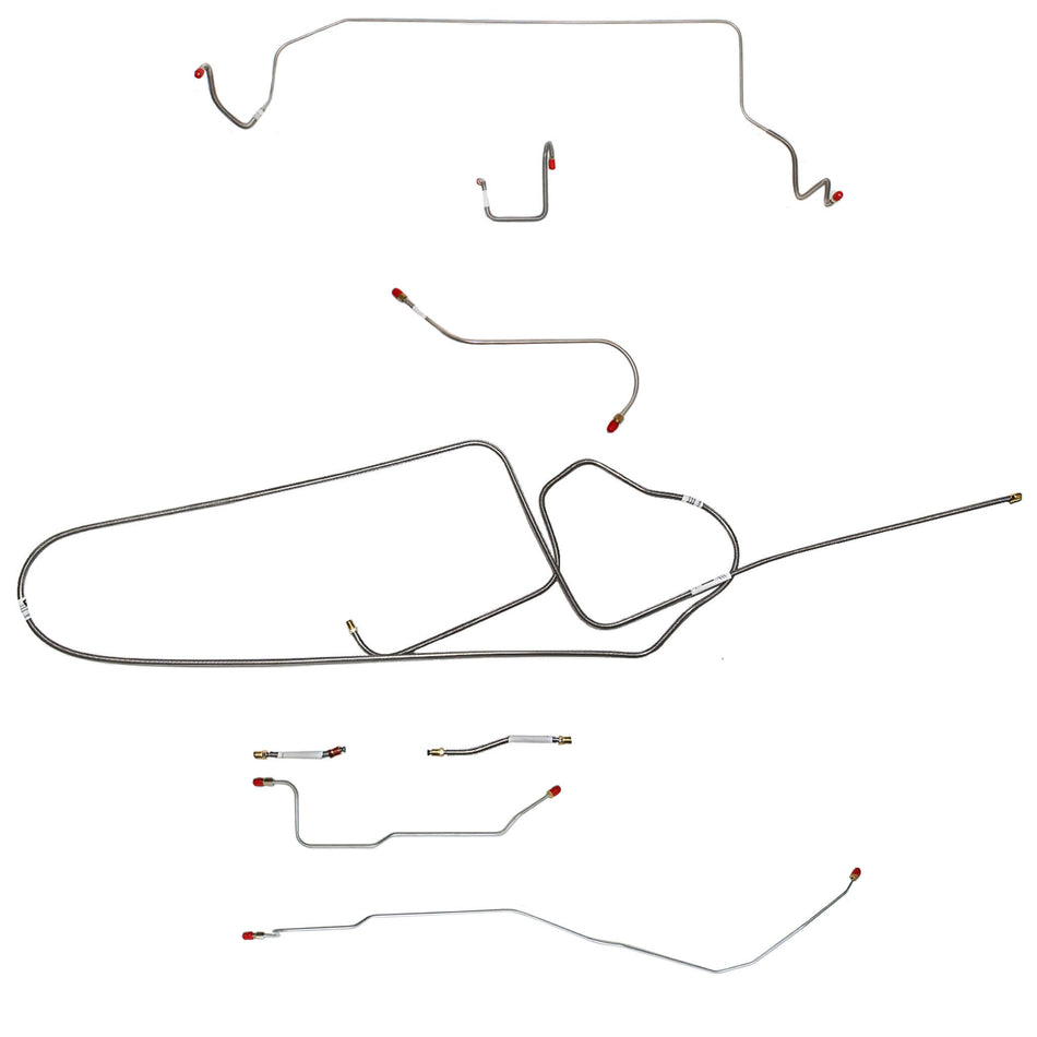 1966 MOPAR B-body w/ Power Disc, FACTORY Disc, Right Front OVER Frame Straight Across Firewall, Dana Axle; Complete Brake Line Kit; Steel - SSTubes