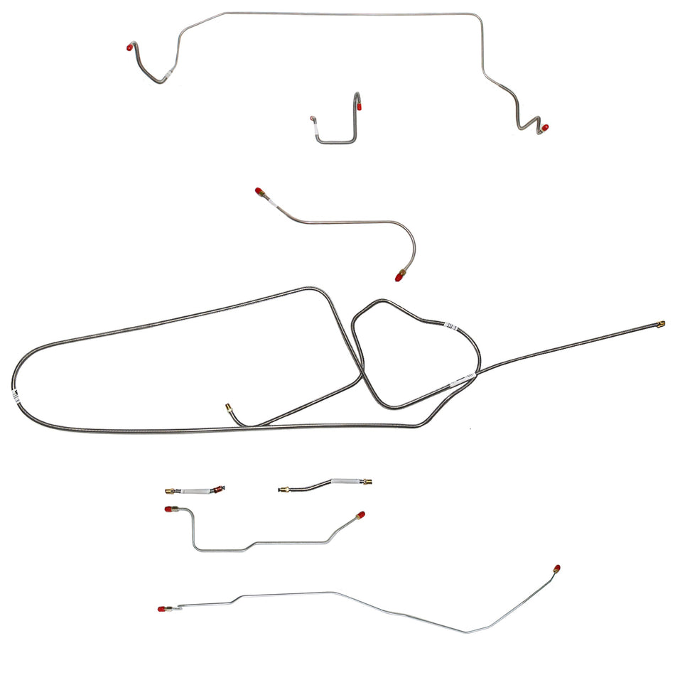 1966 MOPAR B-body w/ Power Disc, FACTORY Disc, Right Front OVER Frame Straight Across Firewall, Dana Axle; Complete Brake Line Kit; Stainless - SSTubes