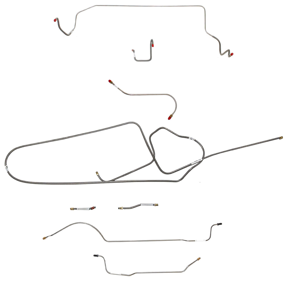 1966 MOPAR B-body w/ Power Disc, FACTORY Disc, Right Front OVER Frame Straight Across Firewall, 8-3/4'' Axle; Complete Brake Line Kit; Steel - SSTubes