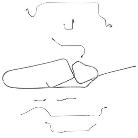 1966 MOPAR B-body w/ Power Disc, FACTORY Disc, Right Front OVER Frame Straight Across Firewall, 8-3/4'' Axle; Complete Brake Line Kit; Stainless - SSTubes