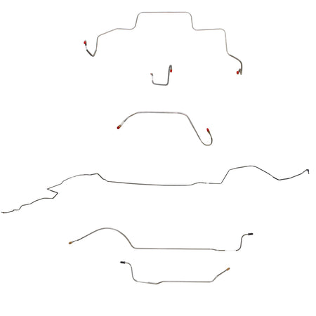 1966 MOPAR B-body w/ Power Drum, Right Front OVER Frame w/ Hump OVER Firewall, Hemi, 8-3/4'' Axle; Complete Brake Line Kit; Stainless - SSTubes