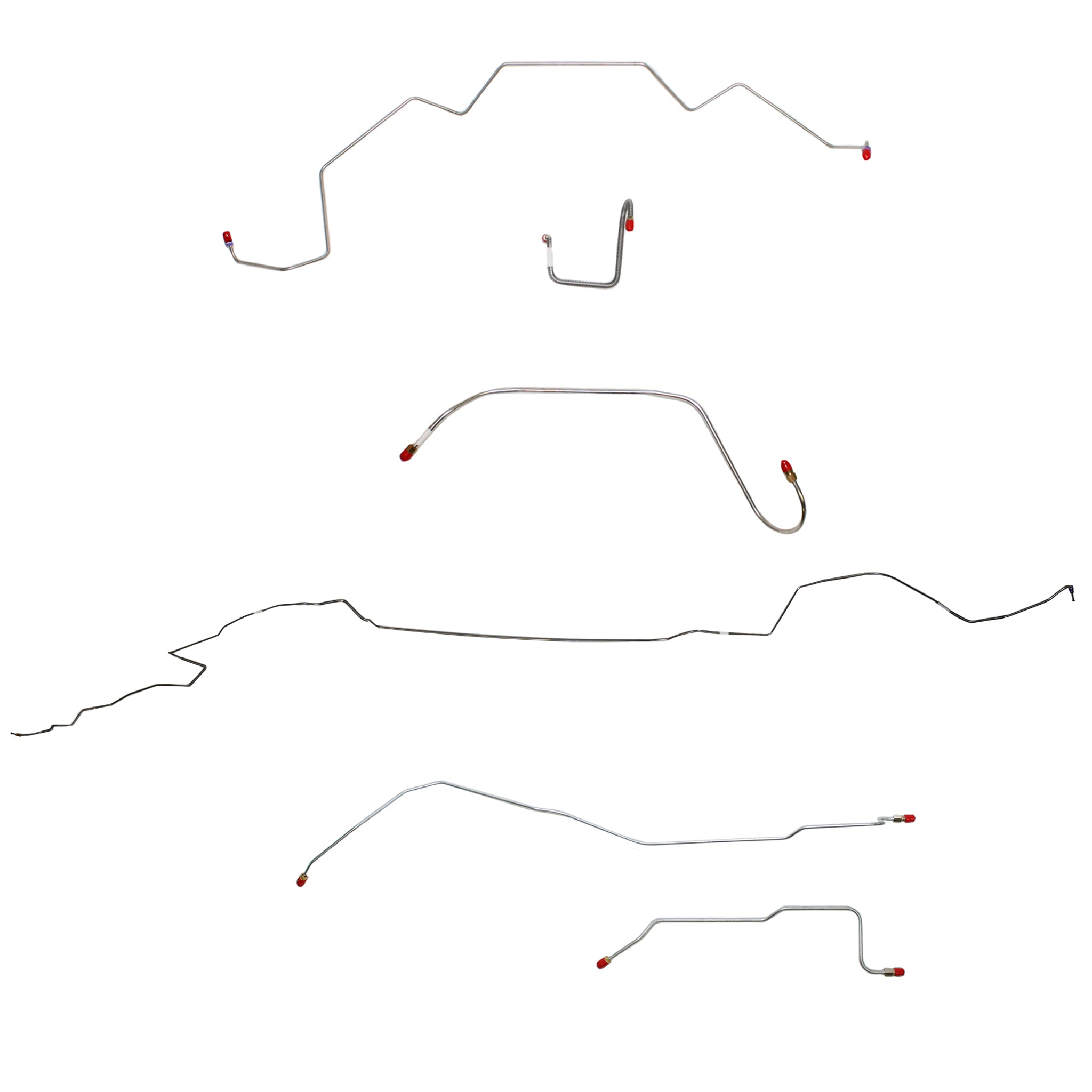 1966 MOPAR B-body w/ Power Drum, Right Front OVER Frame Straight Across Firewall, Hemi, Dana Axle; Complete Brake Line Kit; Stainless - SSTubes