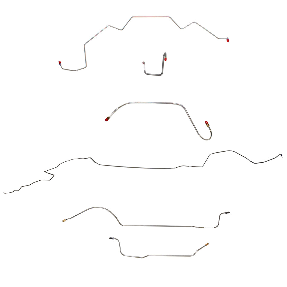 1966 MOPAR B-body w/ Power Drum, Right Front OVER Frame Straight Across Firewall, Hemi, 8-3/4'' Axle; Complete Brake Line Kit; Steel - SSTubes
