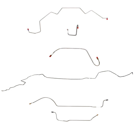 1966 MOPAR B-body w/ Power Drum, Right Front OVER Frame Straight Across Firewall, Hemi, 8-3/4'' Axle; Complete Brake Line Kit; Stainless - SSTubes