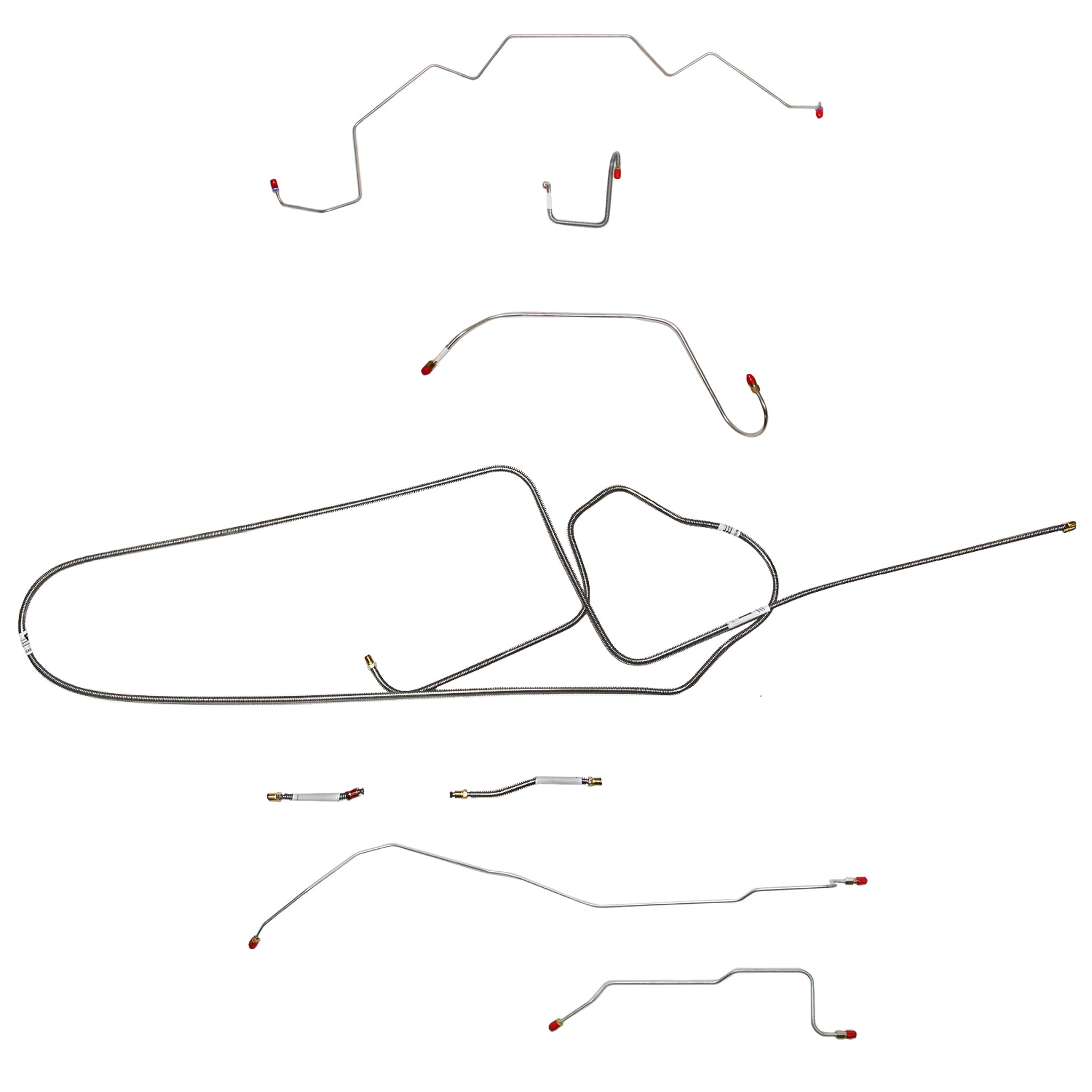 1966 MOPAR B-body w/ Power Disc, FACTORY Disc, Right Front OVER Frame Straight Across Firewall, Hemi, Dana Axle; Complete Brake Line Kit; Steel - SSTubes