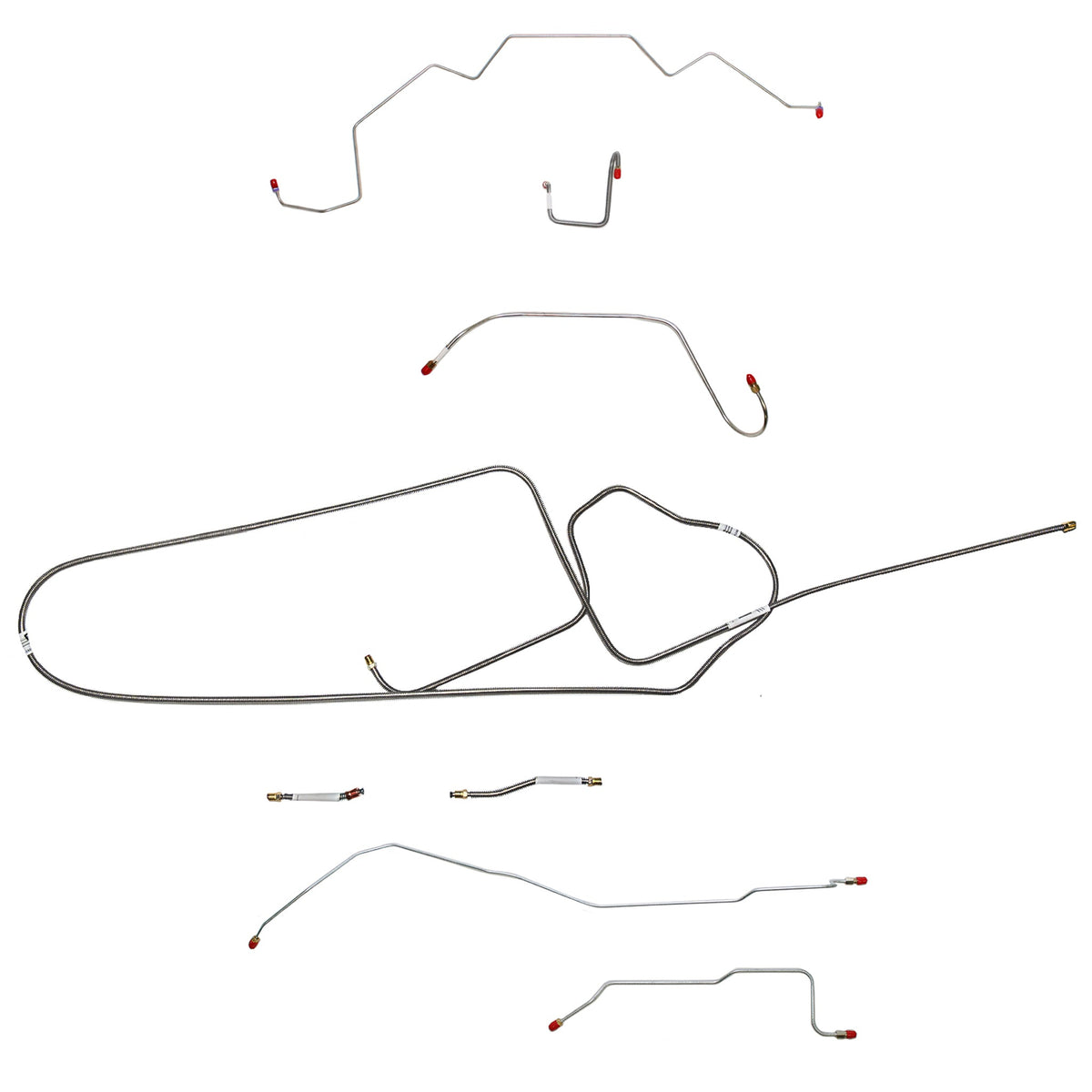 1966 MOPAR B-body w/ Power Disc, FACTORY Disc, Right Front OVER Frame Straight Across Firewall, Hemi, Dana Axle; Complete Brake Line Kit; Steel - SSTubes