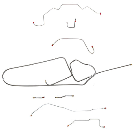 1966 MOPAR B-body w/ Power Disc, FACTORY Disc, Right Front OVER Frame Straight Across Firewall, Hemi, Dana Axle; Complete Brake Line Kit; Stainless - SSTubes