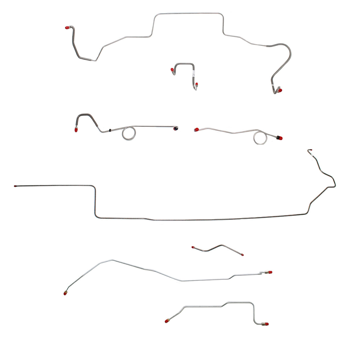 1967 MOPAR B-body w/ Standard Disc, Right Front Over Frame Straight Across Firewall, Dana Axle; Complete Brake Line Kit; Stainless - SSTubes