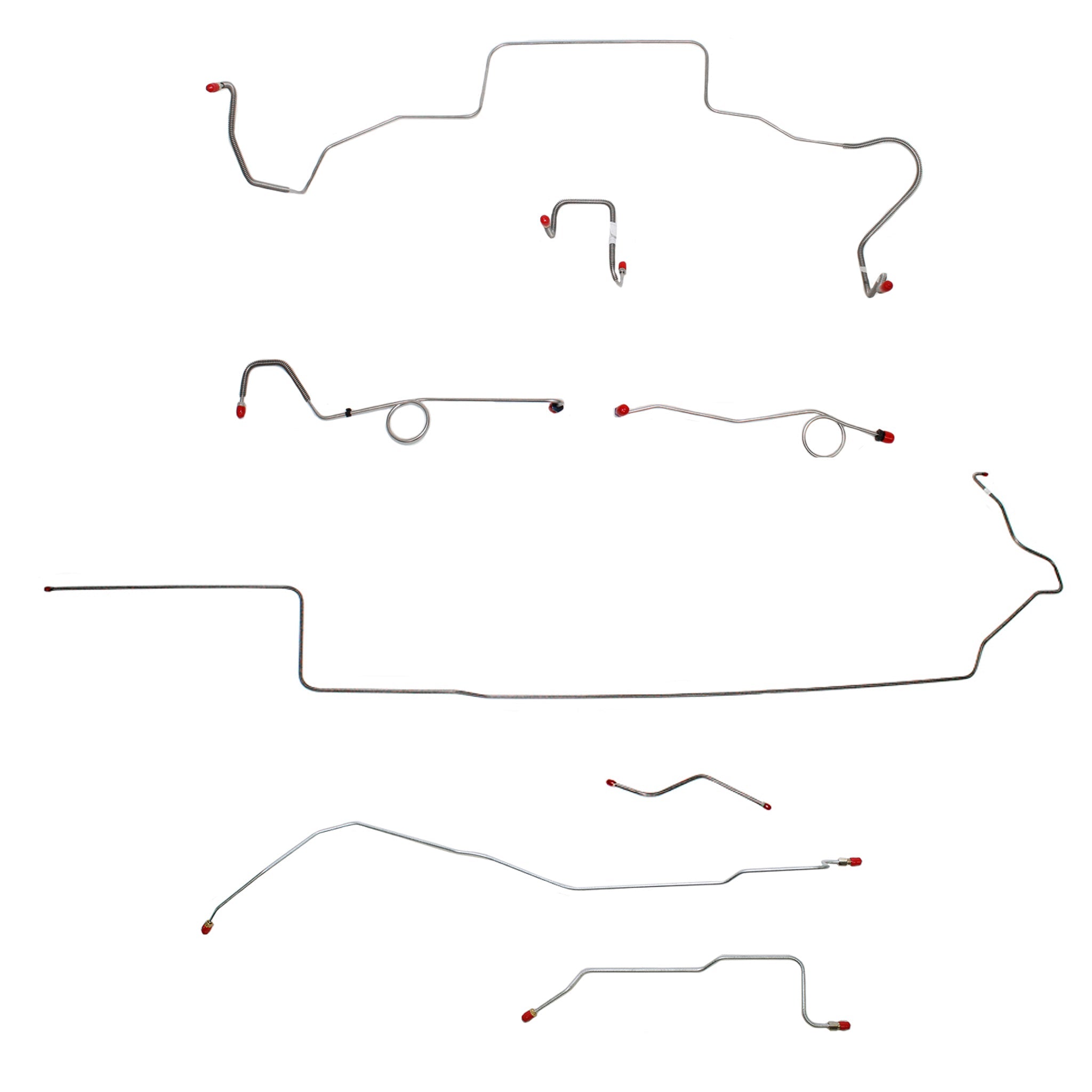 1967 MOPAR B-body w/ Standard Disc, Right Front Over Frame Straight Across Firewall, Dana Axle; Complete Brake Line Kit; Stainless - SSTubes