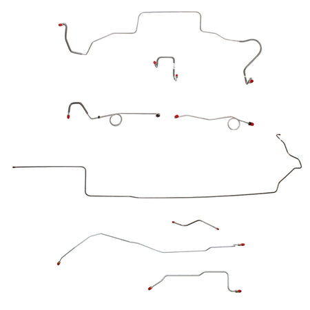 1967 MOPAR B-body w/ Standard Disc, Right Front Over Frame Straight Across Firewall, Dana Axle; Complete Brake Line Kit; Stainless - SSTubes