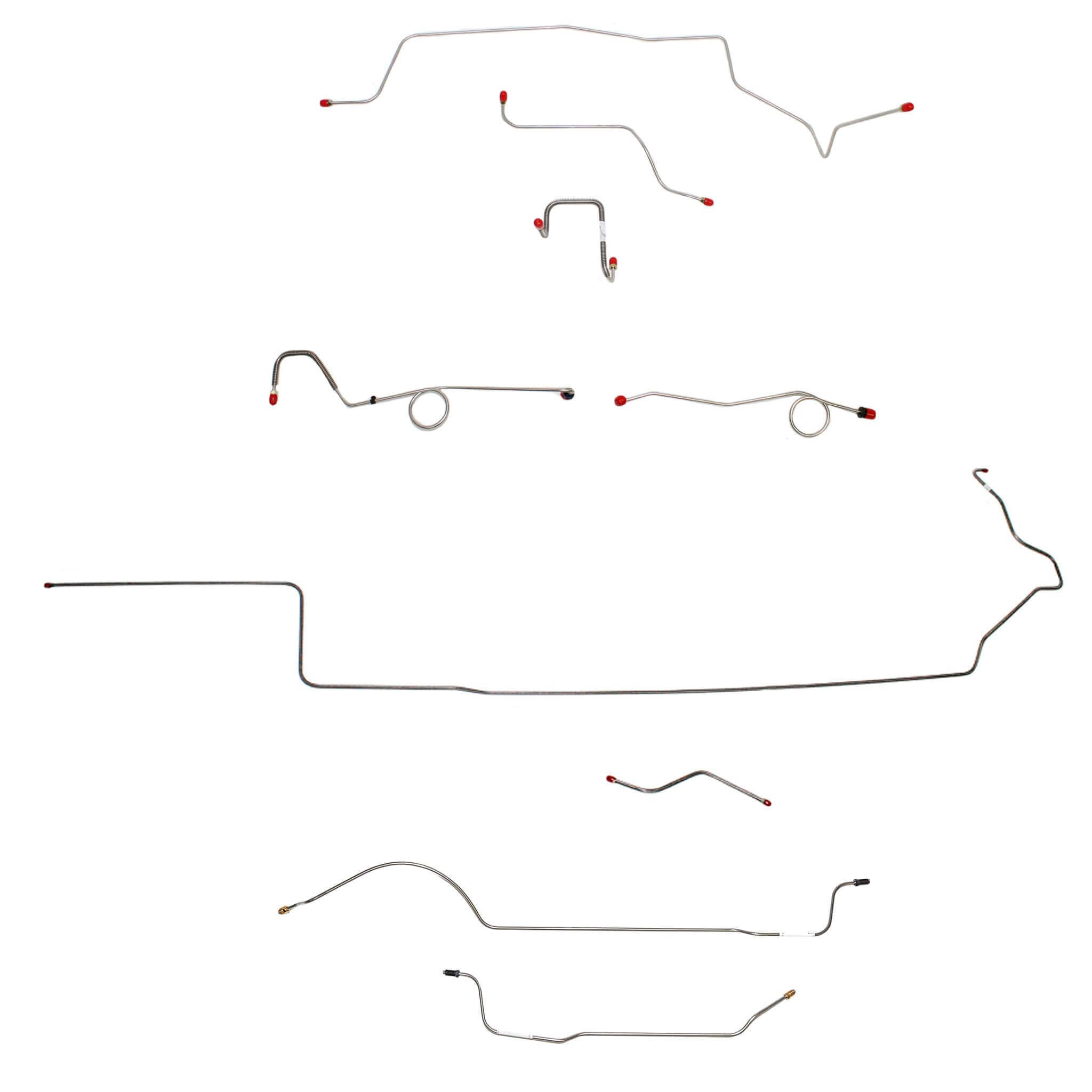 Complete brake line kit for 1967 MOPAR B-body with standard disc, made of steel for durability.
