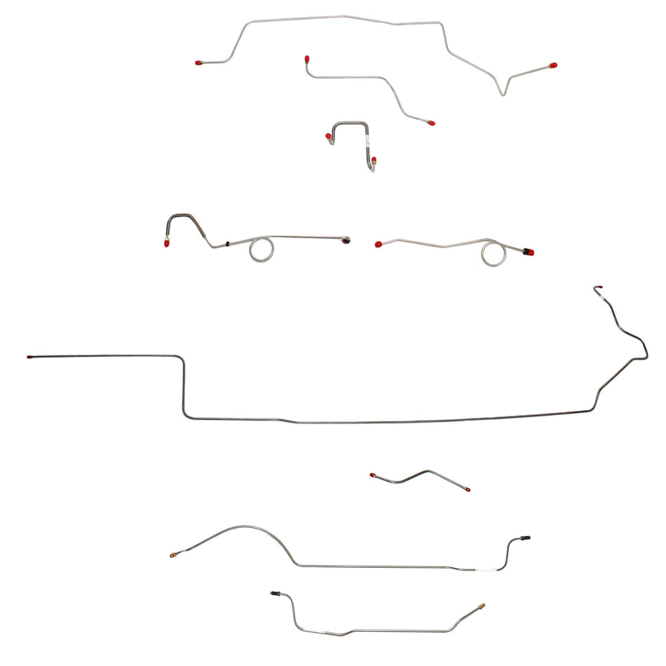 Complete brake line kit for 1967 MOPAR B-body with standard disc, made of steel for durability.