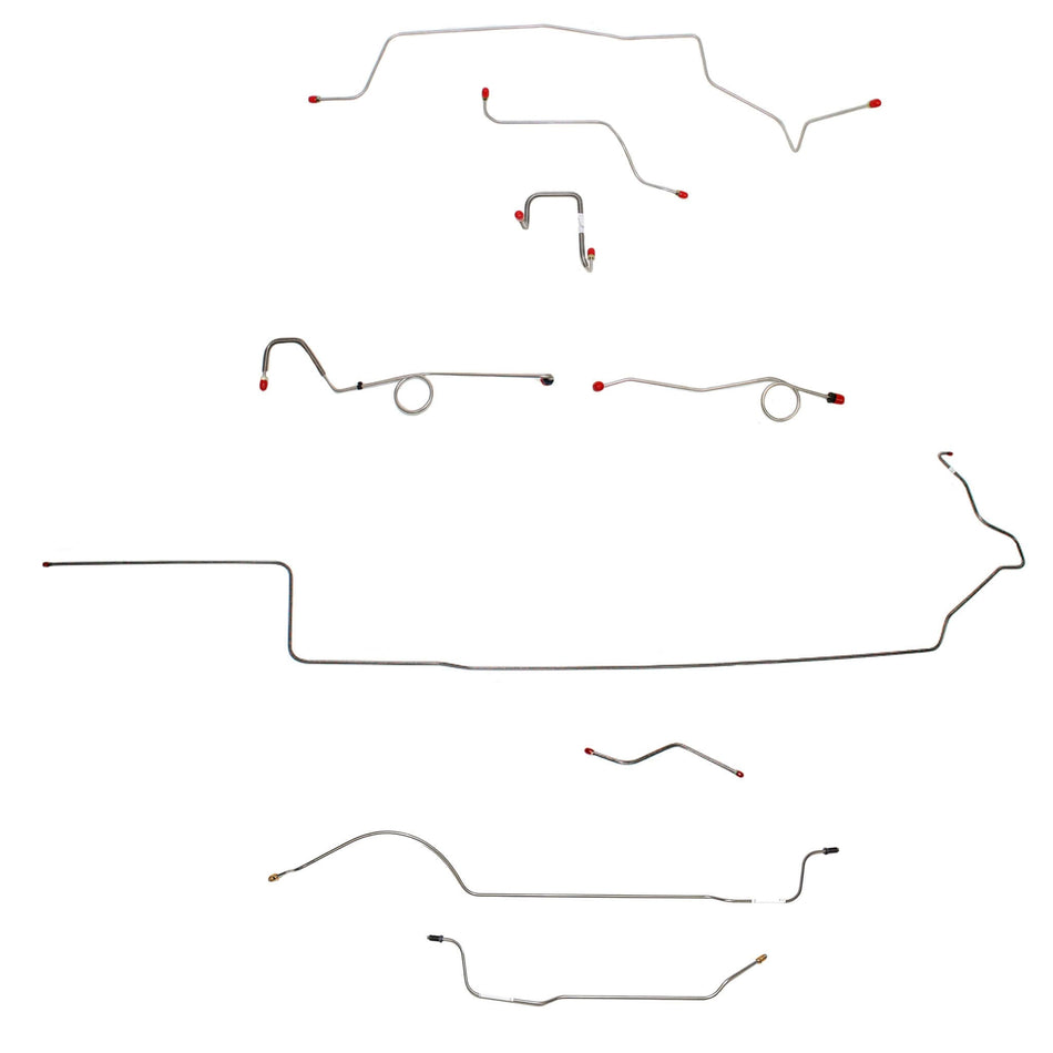 Complete brake line kit for 1967 MOPAR B-body with standard disc, made of steel for durability.