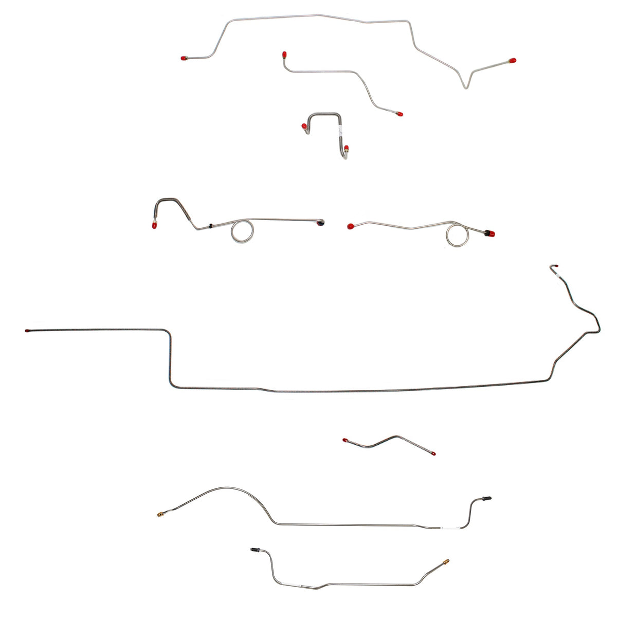 1967 MOPAR B-body w/ Standard Disc, Right Front Over Frame Straight Across Firewall, 8-3/4'' Axle; Complete Brake Line Kit; Stainless - SSTubes