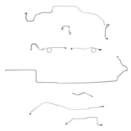 1967 MOPAR B-body complete steel brake line kit for Dana axle; includes right front lines.