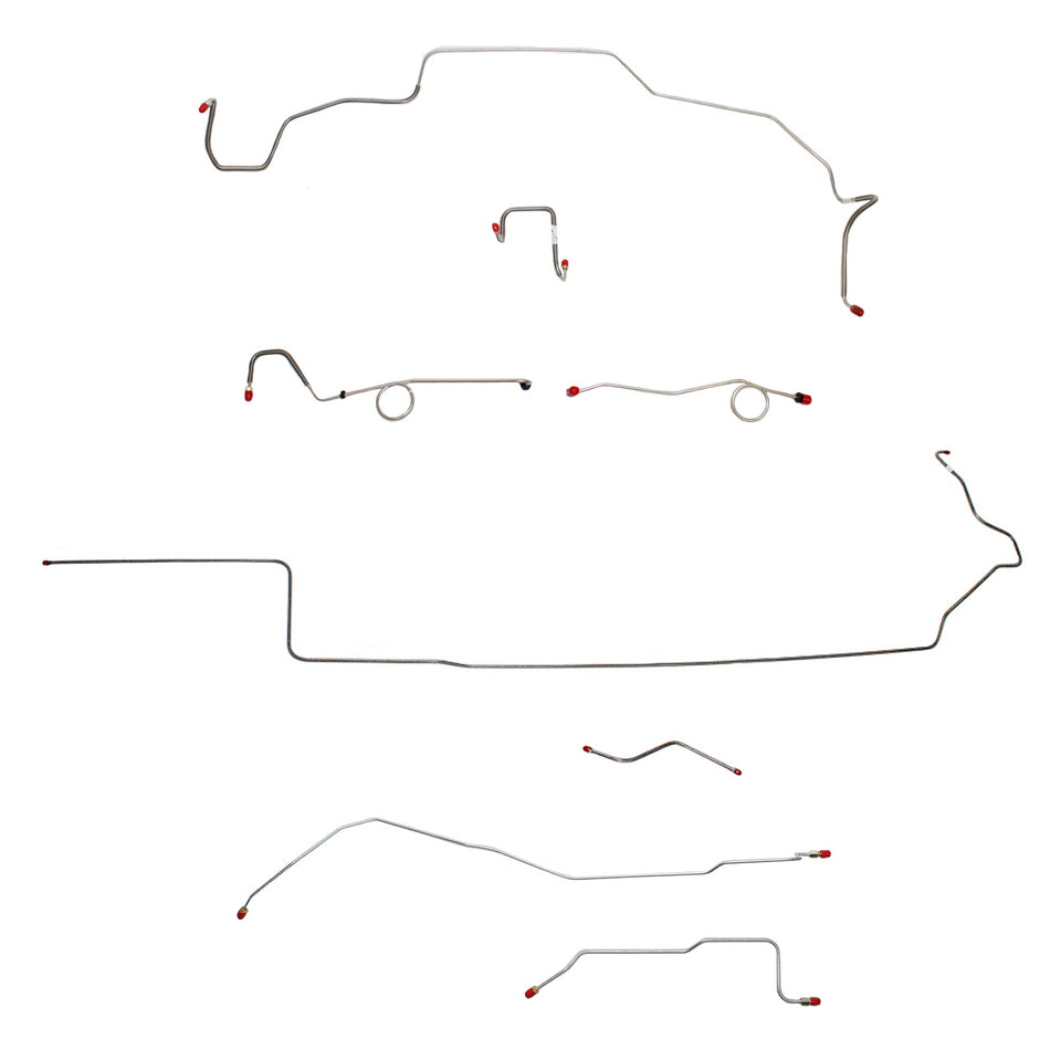 1967 MOPAR B-body w/ Standard Disc, Right Front Over Frame Attaches to Fender, Dana Axle; Complete Brake Line Kit; Stainless - SSTubes