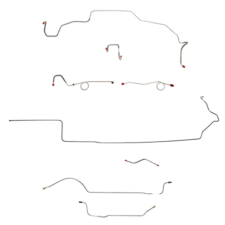 1967 MOPAR B-body complete brake line kit, steel construction, designed for standard disc brakes and 8-3/4'' axle.