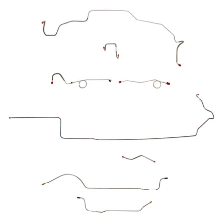 1967 MOPAR B-body w/ Standard Disc, Right Front Over Frame Attaches to Fender, 8-3/4'' Axle; Complete Brake Line Kit; Stainless - SSTubes