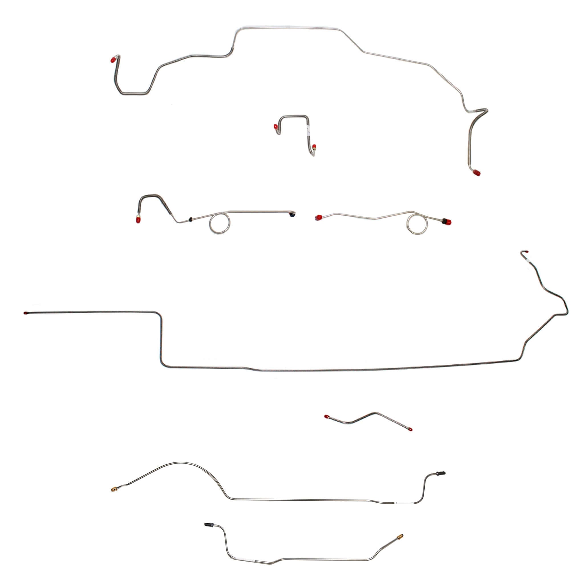 1967 MOPAR B-body complete brake line kit, steel construction, designed for standard disc brakes and 8-3/4'' axle.