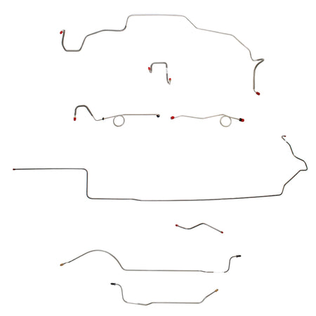 1967 MOPAR B-body complete brake line kit, steel construction, designed for standard disc brakes and 8-3/4'' axle.