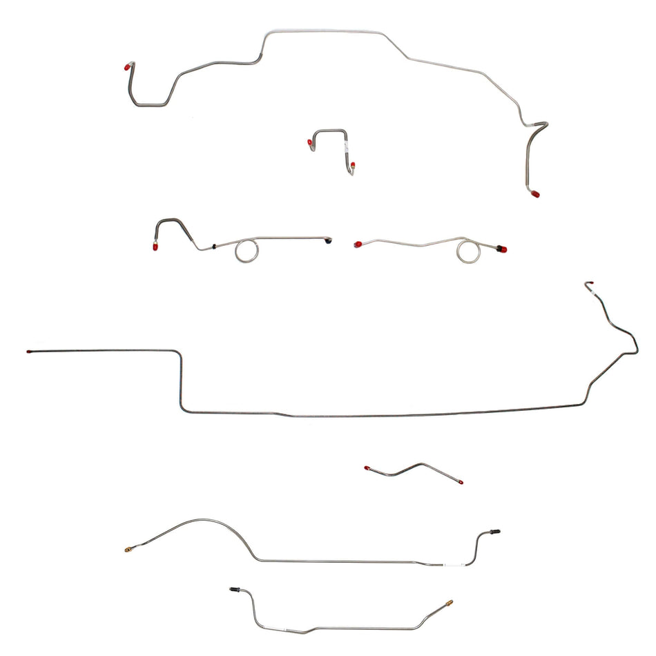 1967 MOPAR B-body complete brake line kit, steel construction, designed for standard disc brakes and 8-3/4'' axle.